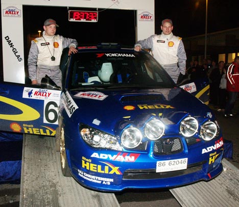 Nordjyderne, Max Christensen og Mikael Kanstrup, blev hyldet for et velfortjent DM-bronze 2007 på målrampen i BMC Rally 2007.